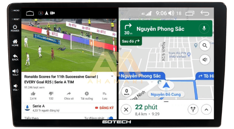 Bản đồ Carmap trên Màn hình Gotech GT360 Base