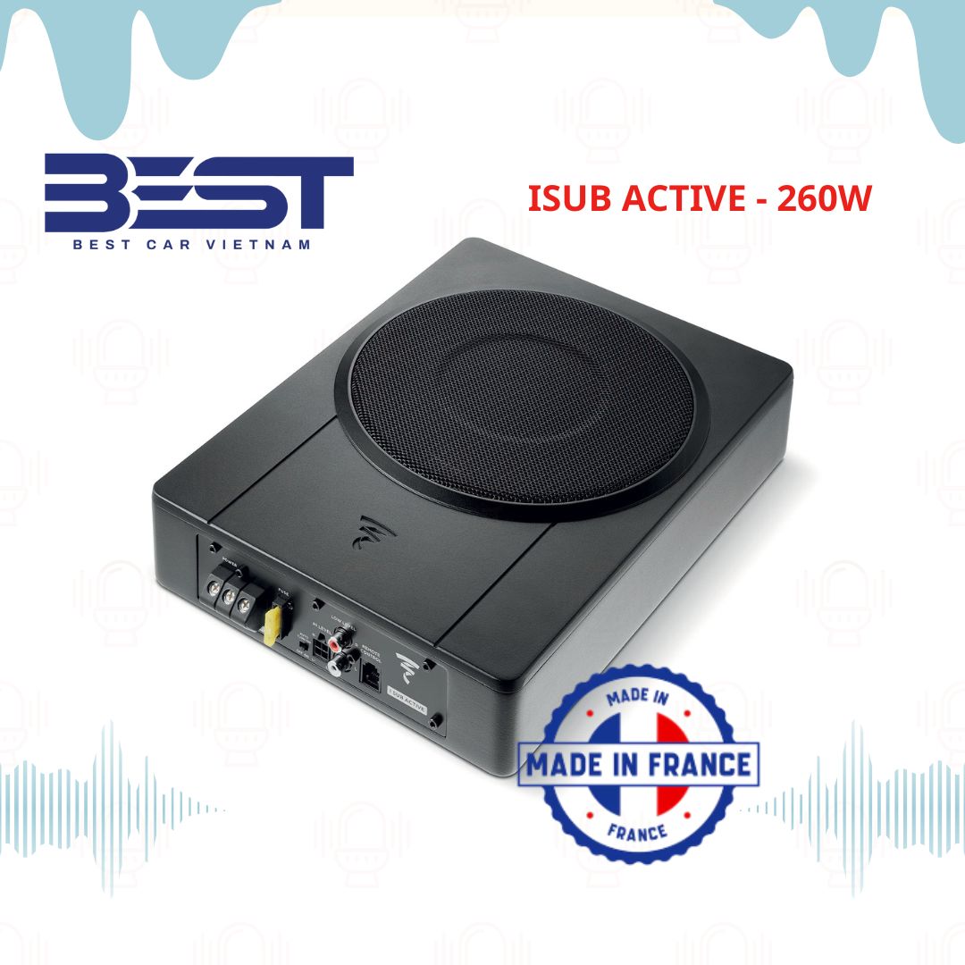 Loa sub gầm ghế Focal Isub active vỏ nhôm đúc nguyên khối - tích hợp Class D
